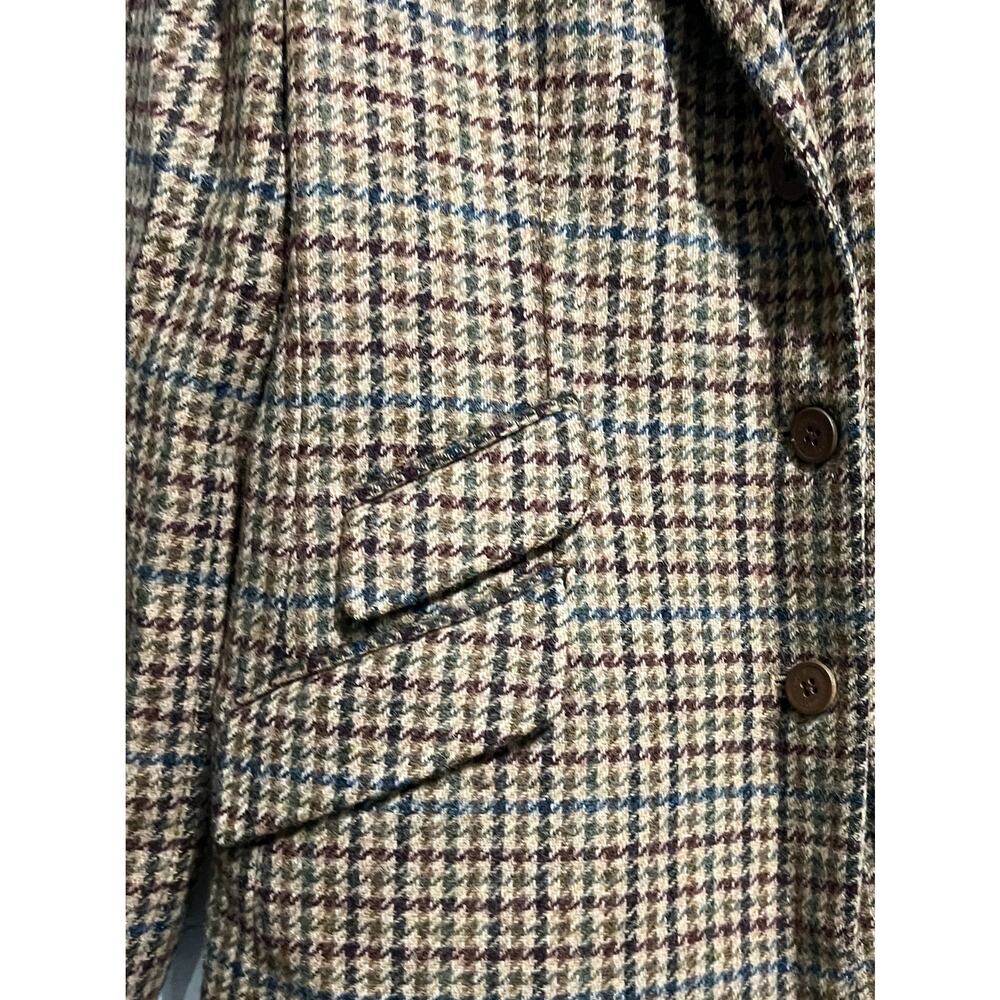 Lauren Ralph Blazer Jacket 12P Houndstooth Brown Suede Wool Preppy Vintage - Picture 6 of 9